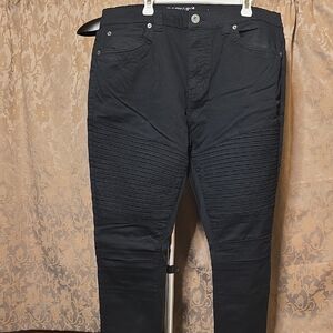 Slim Fit Black Men’s Moto Ribbed Jeans